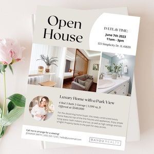 Luxury Open House Flyer, Luxury Real Estate Marketing, Real Estate Flyer, Open House Template, Showing Flyer, Open House Marketing