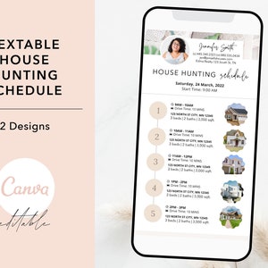Textable House Hunting Schedule, Digital Buyer Showing Schedule, Real Estate Marketing, House Tour Schedule