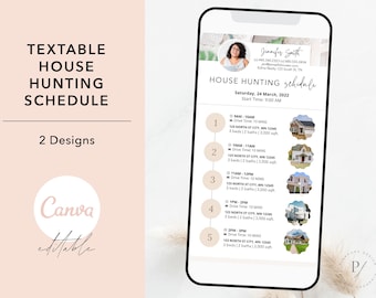 Textable House Hunting Schedule, Digital Buyer Showing Schedule, Real Estate Marketing, House Tour Schedule