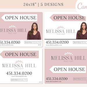Open House Sign 18x24 BLUSH, Canva Real Estate Open House Sign Template, Realtor Yard Sign Template, Canva Open House Sign Template