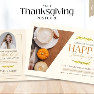 Carte postale immobilière Happy Thanksgiving, carte postale immobilière Thanksgiving, carte postale immobilière automne, annonce immobilière Thanksgiving automne
