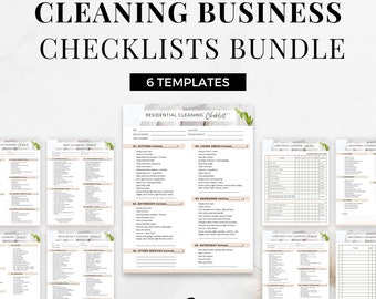 Cleaning Business Checklist Bundle, Canva Template (Digital Download)