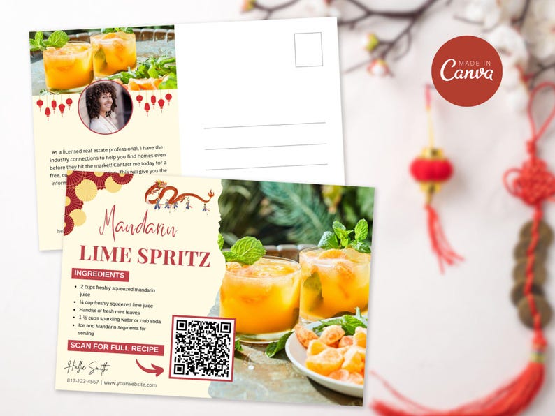 Real Estate Lunar New Year Recipe Postcard Bundle | Lunar Recipe Postcard Template | Real Estate Farming | Real Estate Marketing | Canva