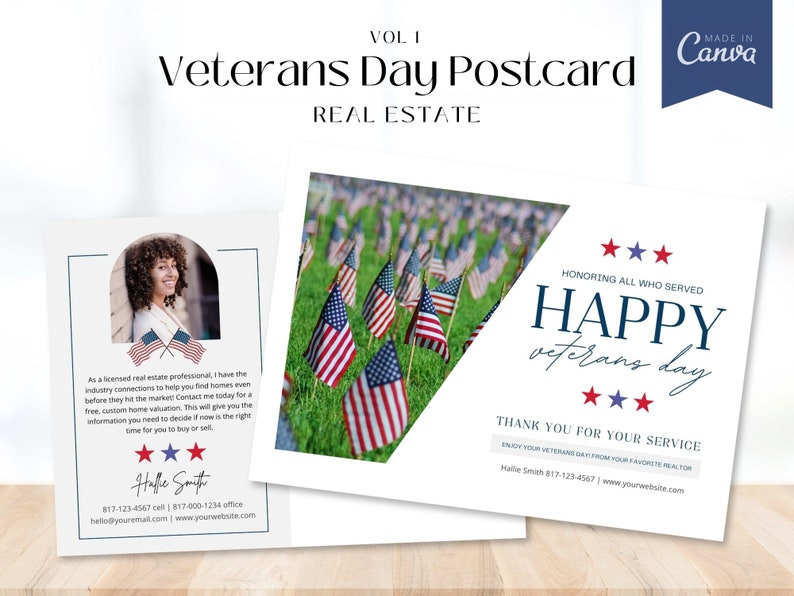 Veterans Day Real Estate Farming Postcard | Memorial Day Real Estate Postcard | Labor Day | Real Estate Farming | Real Estate Marketing