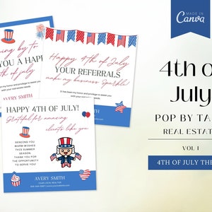 Etiqueta de regalo del 4 de julio, Etiqueta de regalo inmobiliaria del 4 de julio, Marketing inmobiliario, Etiqueta de regalo inmobiliaria de temporada, Etiqueta de regalo inmobiliaria