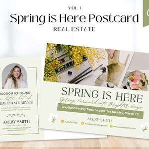 Le printemps est là carte postale immobilière | Le printemps est là cartes postales | Agriculture printanière immobilière | Marketing immobilier | Expédition immobilière
