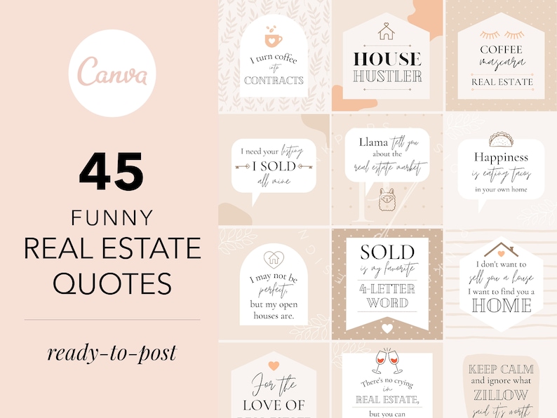 45 Funny Real Estate Quotes Real Estate Instagram Templates Etsy