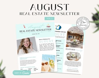 August Real Estate Newsletter 2026 | Canva Template | Fall Marketing