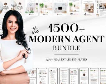 Modern Real Estate Agent Marketing Bundle, 1500+ Canva Templates