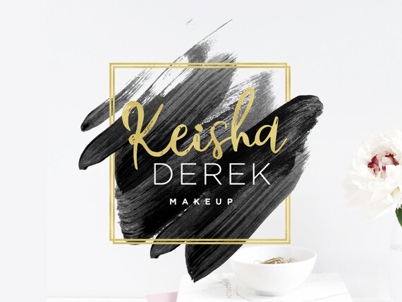 Makeup Artist Logo Gold Makeup Logo Black and Gold Logo | Etsy
