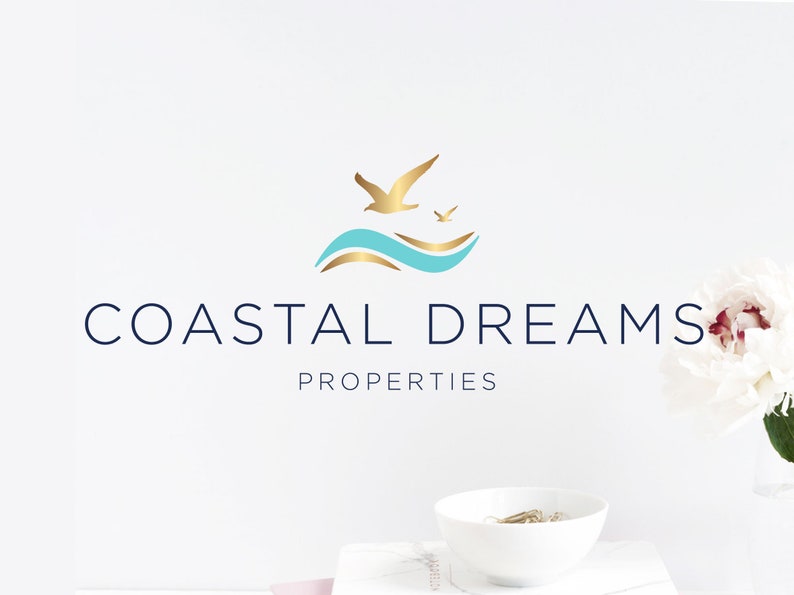 Coastal Real Estate Logo Coastal Logo Turquoise Real Estate Etsy