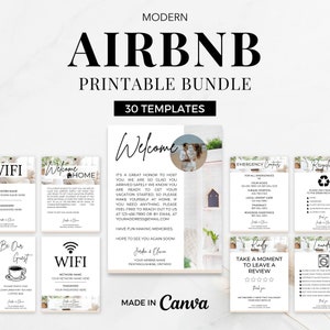Nowoczesny pakiet Airbnb do druku, szablon Airbnb, Airbnb do druku, pakiet znaków Airbnb, znak Airbnb Check Out, znaki Airbnb do druku