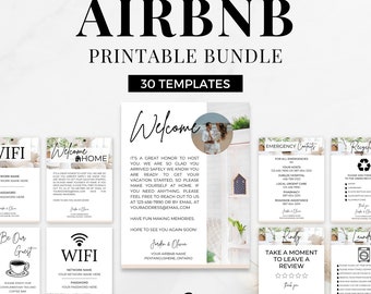 Modern Airbnb Printable Sign Bundle (30 Templates) (Canva Editable) (Digital Download)