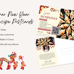 Real Estate Lunar New Year Recipe Postcard Bundle | Lunar Recipe Postcard Template | Real Estate Farming | Real Estate Marketing | Canva