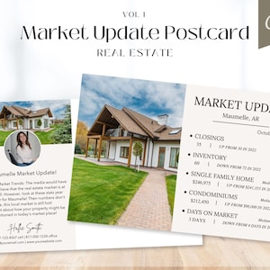 Real Estate Market Update Postcard, Housing Market Update, Real Estate Prospecting Postcard, Market Review Postcard, Real Estate Farming