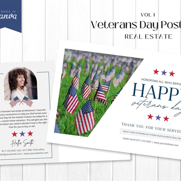 Veterans Day Real Estate Farming Postcard | Memorial Day Real Estate Postcard | Labor Day | Real Estate Farming | Real Estate Marketing
