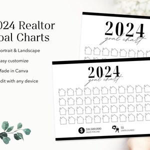 Black Real Estate Goal Chart, 2024 Goal Chart, Real Estate Marketing, 2024 Realtor Goal Chart, New Year Realtor House Goal Chart