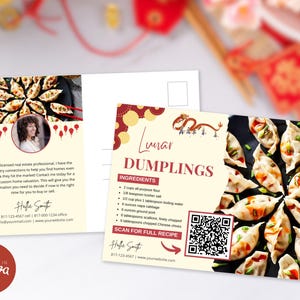 Real Estate Lunar New Year Recipe Postcard Bundle | Lunar Recipe Postcard Template | Real Estate Farming | Real Estate Marketing | Canva