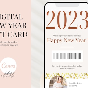 Digitale Neujahrsgeschenkkarte, Frohes Neues Text-Geschenkkarte, Immo-Märkte, Weihnachtsgeschenkkarte, Immo-Kaffee-Geschenkkarte