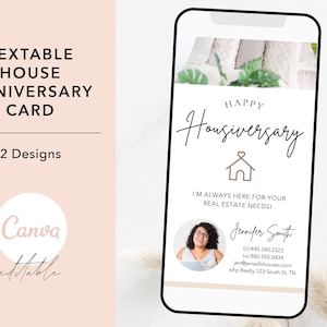 Tarjeta de aniversario de la casa con texto, tarjeta de aniversario de la casa, marketing inmobiliario, tarjeta digital de aniversario de la casa