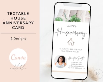 Tarjeta de aniversario inmobiliario, plantilla con formato de texto (editable en Canva)