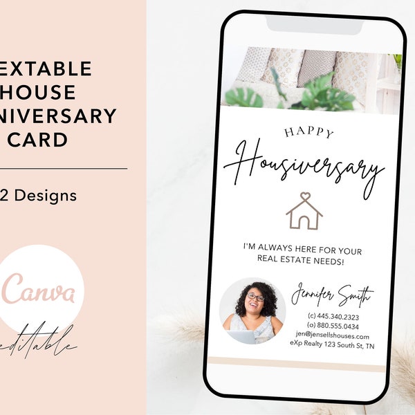 Textable Happy Housiversary Card, Housiversary Card, Real Estate Marketing, Happy Housiversary, Housiversary Digital Card
