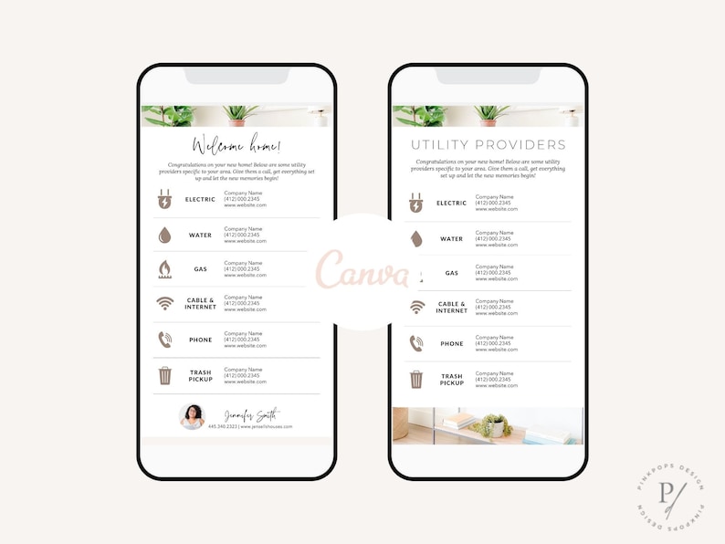 Puede incluir: Una lista de verificaci&oacute;n de bienvenida a casa con una lista de proveedores de servicios p&uacute;blicos, que incluyen electricidad, agua, gas, cable e internet, tel&eacute;fono y recolecci&oacute;n de basura. La lista de verificaci&oacute;n incluye nombres de empresas, n&uacute;meros de tel&eacute;fono y direcciones de sitios web.