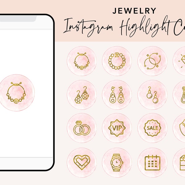 Blush Pink & Gold Jewelry Instagram Highlight Covers (PNG)