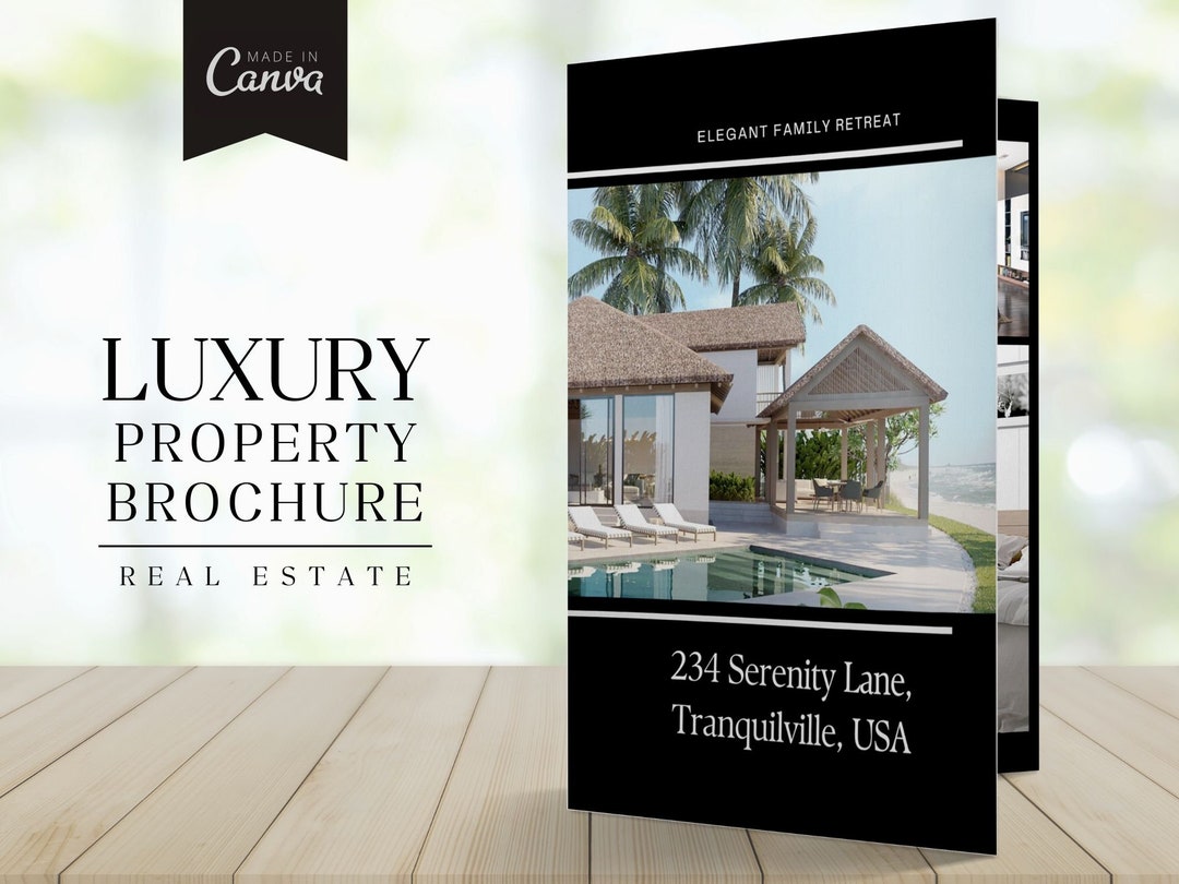 Black Luxury Real Estate Brochure Template | Canva Editable (digital ...