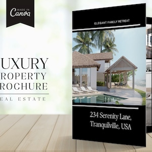 Black Luxury Property Brochure | Real Estate Brochure | Real Estate Marketing | Half Fold Brochure | Listing Flyer | Open House Brochure