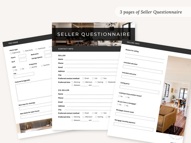 Selling Questionnaire Real Estate Buyer Seller Questionnaire Bundle (canva Editable) - Etsy