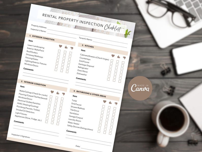 Rental Property Inspection Checklist | Real Estate Template (canva) - Etsy