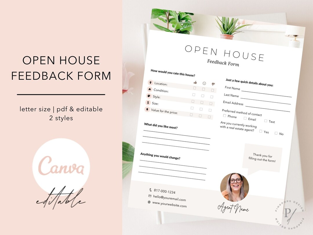 Open House Feedback Form, Canva Template, Open House Marketing, Open ...