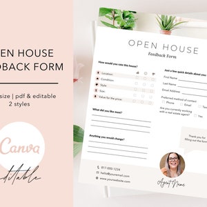 Open House Feedback Form, Canva Template, Open House Marketing, Open House Form, Open House Guest Feedback