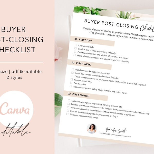 Buyer Post-Closing Checklist, Real Estate Marketing, Real Estate Flyer, Post Closing Flyer, Real Estate Checklist, Post Closing Checklist