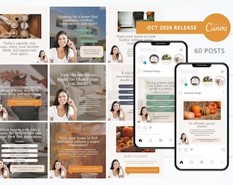 60 October Real Estate Social Media Posts | Fall Marketing Bundle (Digital Download)