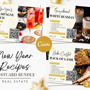 Real Gut Neujahr Rezept Postkarten Bündel | Neues Jahr Rezept Postkarte Vorlage | Grundbesitz Landwirtschaft | Neujahrs-Immobilien-Verkauf
