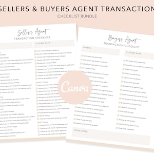 Sellers Agent & Buyers Agent Transaction Checklist Bundle, Real Estate Marketing, Sellers Agent Checklist, Buyers Agent Checklist