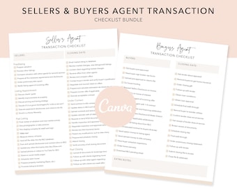 Sellers Agent & Buyers Agent Transaction Checklist Bundle, Real Estate Marketing, Sellers Agent Checklist, Buyers Agent Checklist