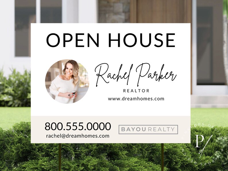 Minimal open house real estate sign | Open house real estate yard sign template