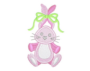 Bunny W- Bow Embroidery