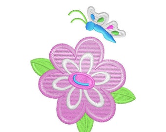 Flower With Butterfly Embroidery