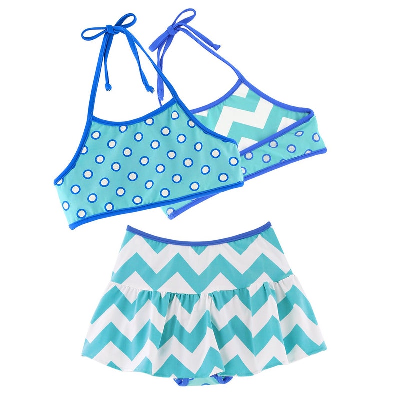 Emma Swim Reversible Halter Top And Skirted Mini Set Pattern image 2