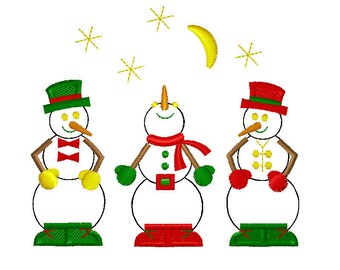 Three Snowmen Machine Embroidery Instant Download by Patsy Aiken Designs