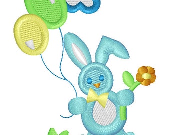 Bunny With Balloons Embroidery