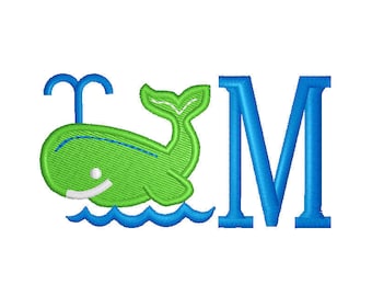 Whale W-Monogram Font Embroidery