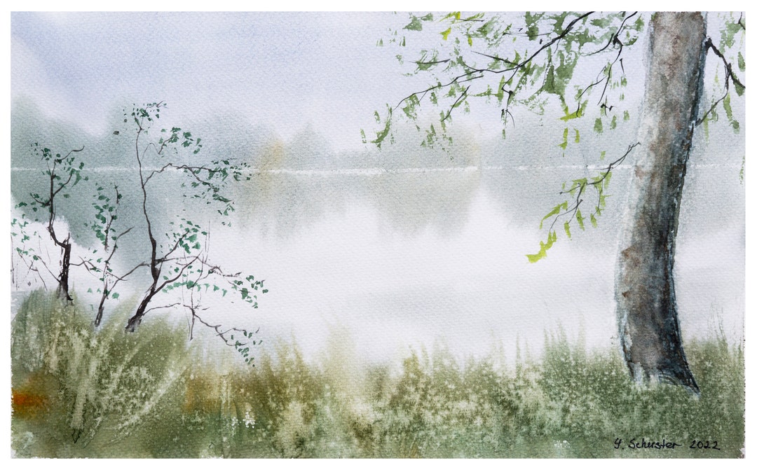 Original Wall Art. ORIGINAL WATERCOLOR Tranquility V1. Watercolor