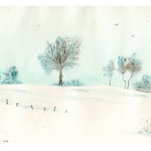 Original Wall Art. ORIGINAL WATERCOLOR : Winter Morning