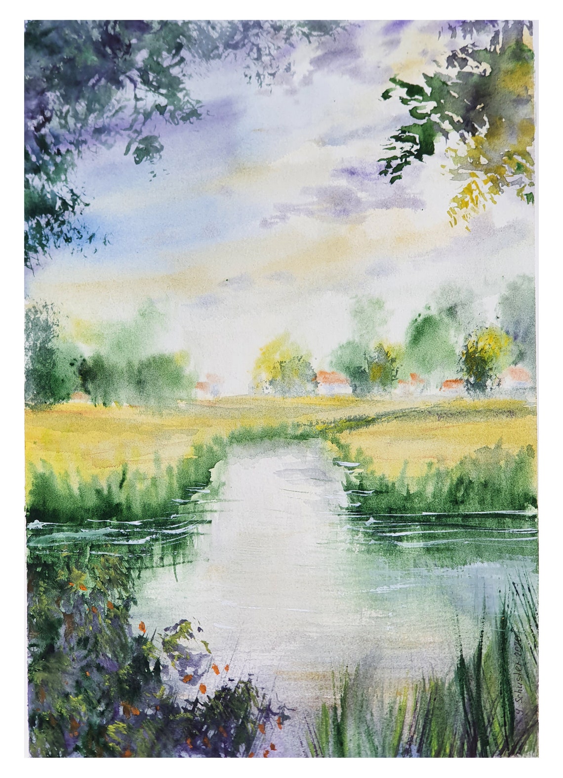 Original Wall Art. ORIGINAL WATERCOLOR : Riverside - Etsy