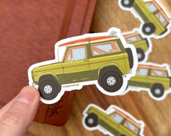 Bronco Sticker, Adventure Car Decal, Green Car Sticker